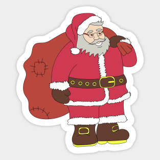 Santa Claus in red with gift bag and eyeglasses Sticker